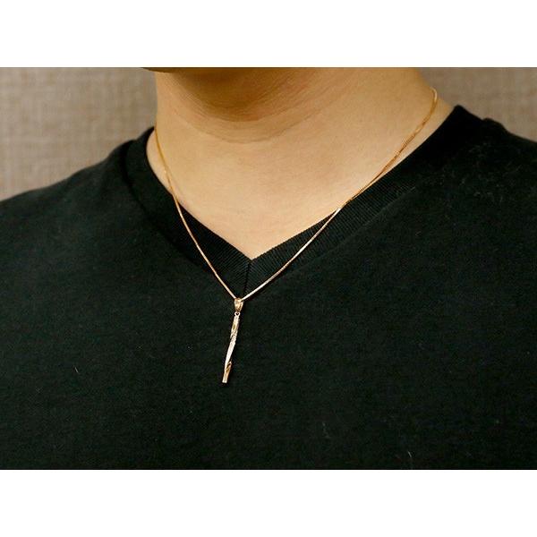 ネックレス メンズ バーネックレス ピンクゴールドk18 ダイヤモンド ダイヤ ペンダントトップ シンプル 18金 チェーン 送料無料 人気 セール saleの画像