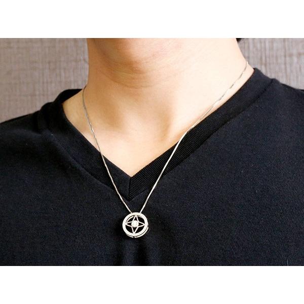 ネックレス　メンズ ダイヤモンド ホワイトゴールドk10 四芒星形 ミル打ち ペンダントトップ 10金 チェーン 男性用 宝石 ダイヤ コントラッド 東京 saleの画像