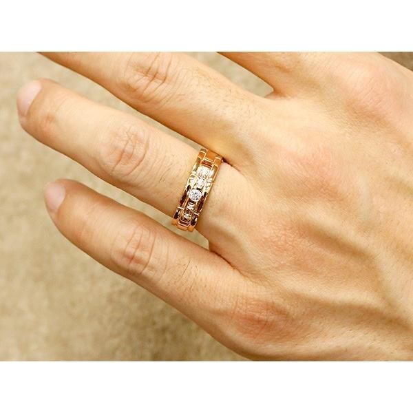 結婚指輪 ペアリング ペア ピンクゴールドk18 ダイヤモンド エンゲージリング指輪 幅広 ピンキーリング マリッジリング ダイヤ 18金 ストレート セール SALE_5