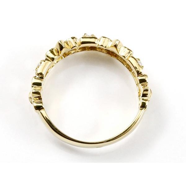 婚約指輪 ダイヤ リング イエローゴールドk18 ダイヤモンド ユリの紋章 エンゲージリング 指輪 18金 フルール・ド・リス 百合 透かし セール saleの画像