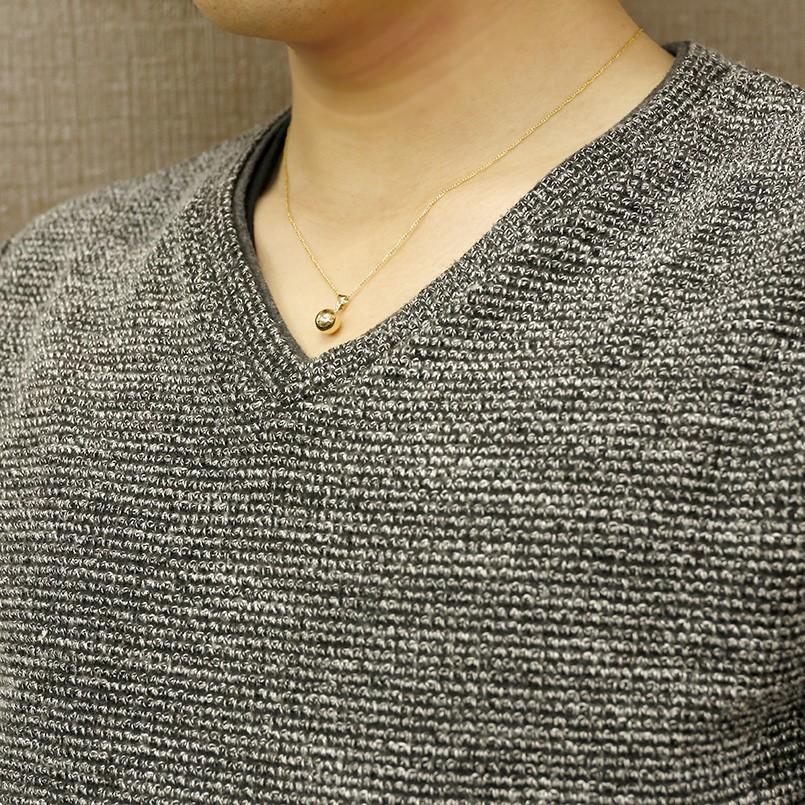 18金ネックレス トップ メンズ ゴールド 18k シンプル イエローゴールドk18 丸玉 ペンダント チェーン 男性 人気 トレジャーハンター 送料無料 セール saleの画像