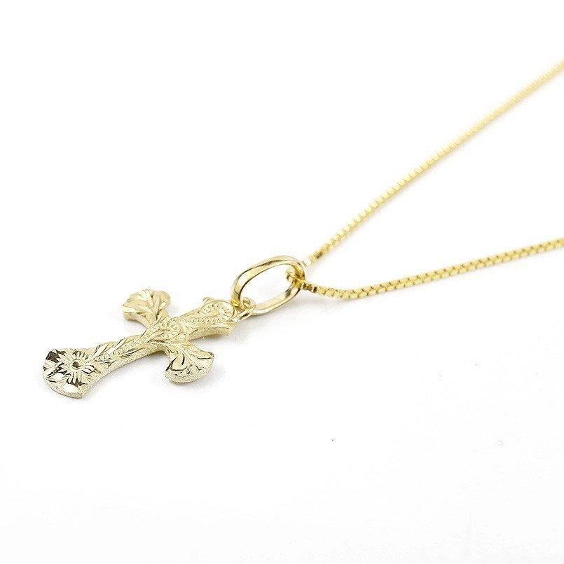 18金 ネックレス トップ メンズ k18 クロス ハワイアンジュエリー ゴールド 18k シンプル ペンダント 十字架 トレジャーハンター 男性 送料無料 セール saleの画像