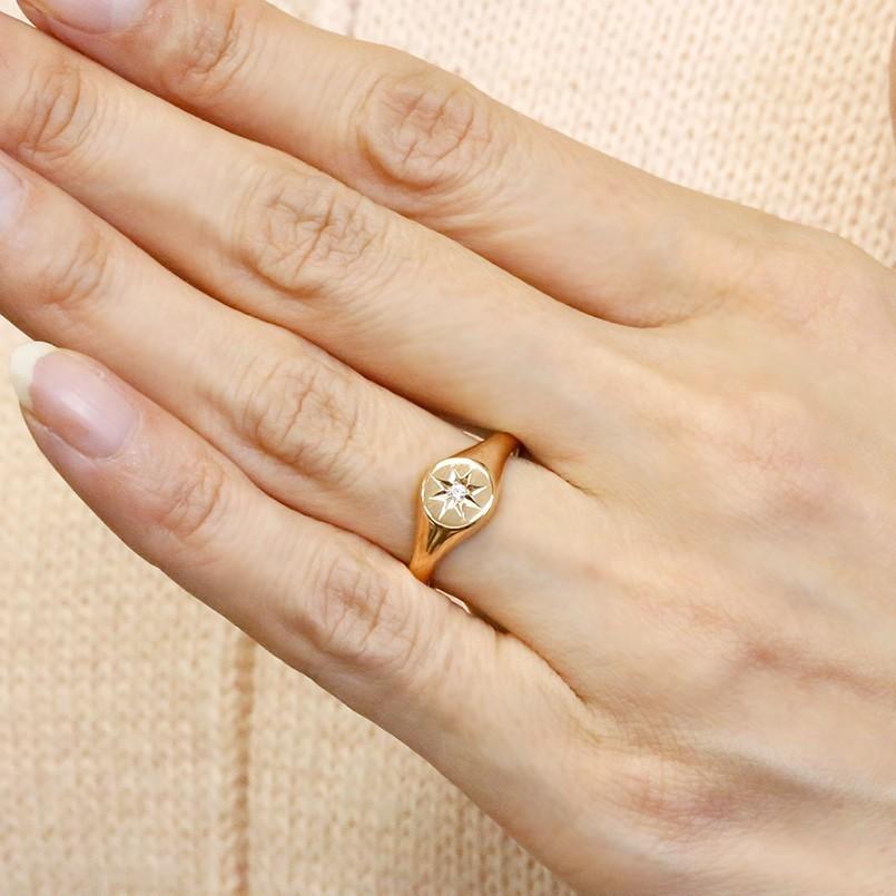 婚約指輪 ゴールド 印台 リング ダイヤモンド 一粒 レディース 選べる 丸 楕円 ひし形 ハート 10金 10k ピンクゴールドk10 ピンキーリング 送料無料 セール saleの画像