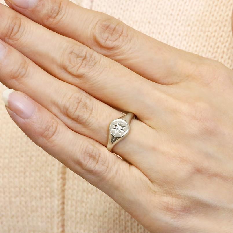 シルバー 印台 ピンキーリング ダイヤモンド 一粒 レディース 選べる 丸 楕円 ひし形 ハート sv925 婚約指輪 リング シンプル おしゃれ 送料無料 セール saleの画像