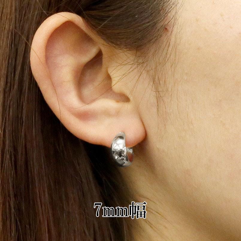 プラチナ フープピアス pt900 月甲 ピアス レディース 選べる幅 5ミリ 