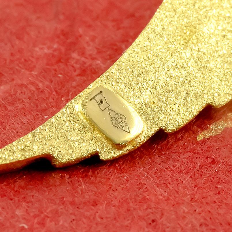 純金 ネックレス 24金 造幣局検定刻印付 メンズ 羽根 ダイヤモンド