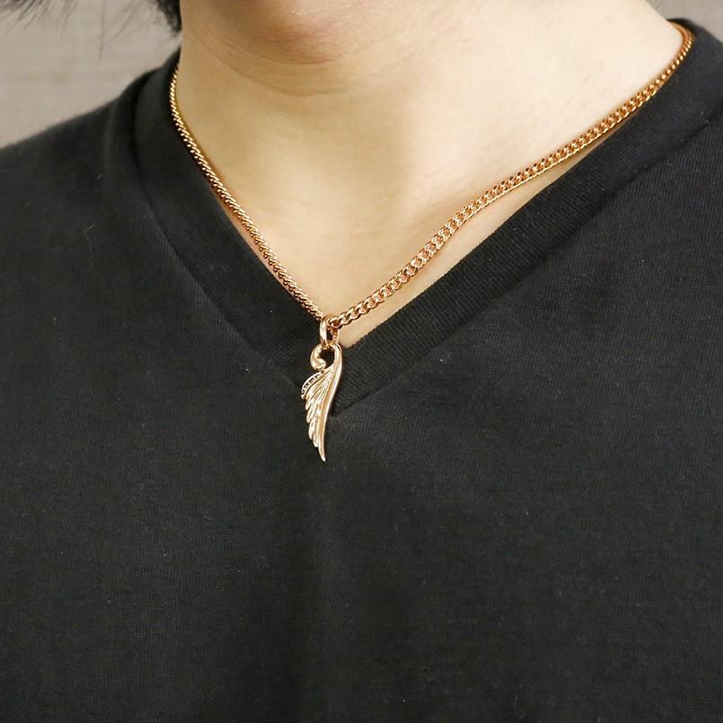 ネックレス トップ メンズ 喜平 ブラックダイヤモンド ピンクゴールドk10 羽根 10金 キヘイ 男性 天使 エンジェル 羽 翼 フェザーネックレス セール saleの画像