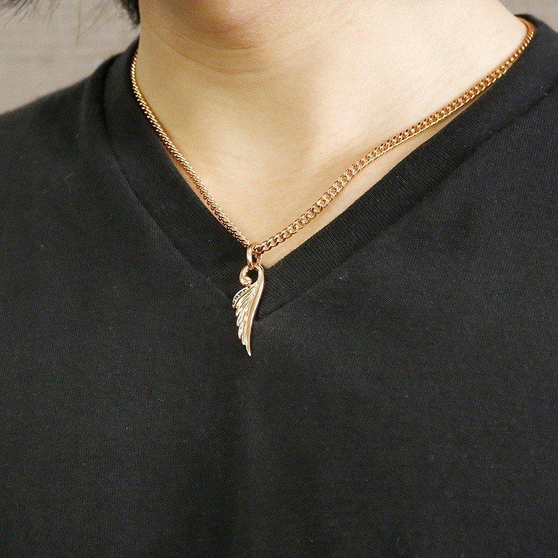 ネックレス トップ メンズ 喜平 ブラックダイヤモンド ピンクゴールドk10 羽根 10金 キヘイ 男性 天使 エンジェル 羽 翼 フェザーネックレス セール saleの画像