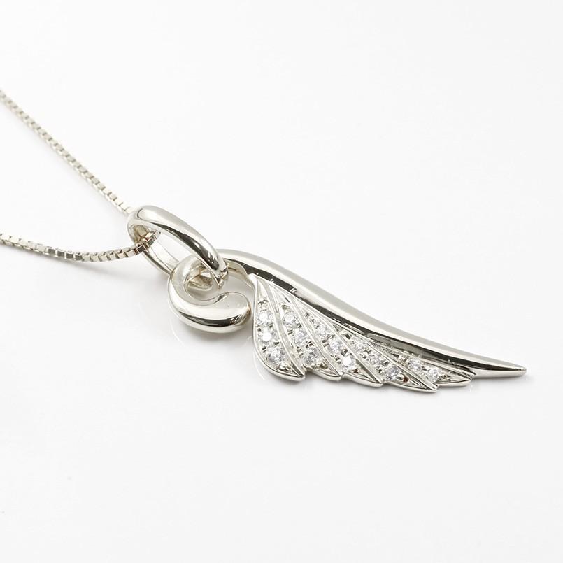 完動品 ネックレス トップ メンズ キュービックジルコニア ホワイトゴールドk10 羽根 ペンダント 10金 男性 天使 エンジェル 羽 翼 フェザーネックレス セール SALE 【G9581687811】(33488円)