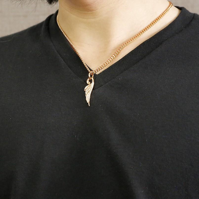 ネックレス メンズ 喜平 ダイヤモンド ピンクゴールドk10 羽根 ペンダントトップ 10金 キヘイ ダイヤ 男性 天使 エンジェル 羽 翼 フェザーネックレス saleの画像
