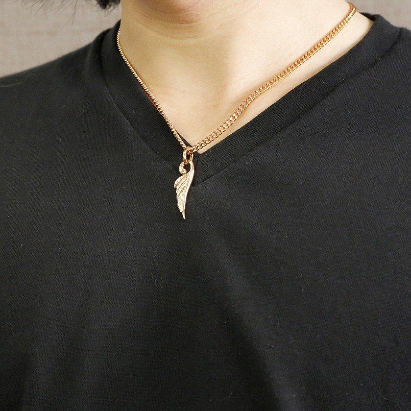 ネックレス トップ メンズ 喜平 ダイヤモンド ピンクゴールドk10 羽根 10金 キヘイ ダイヤ 男性 天使 エンジェル 羽 翼 フェザーネックレス セール saleの画像