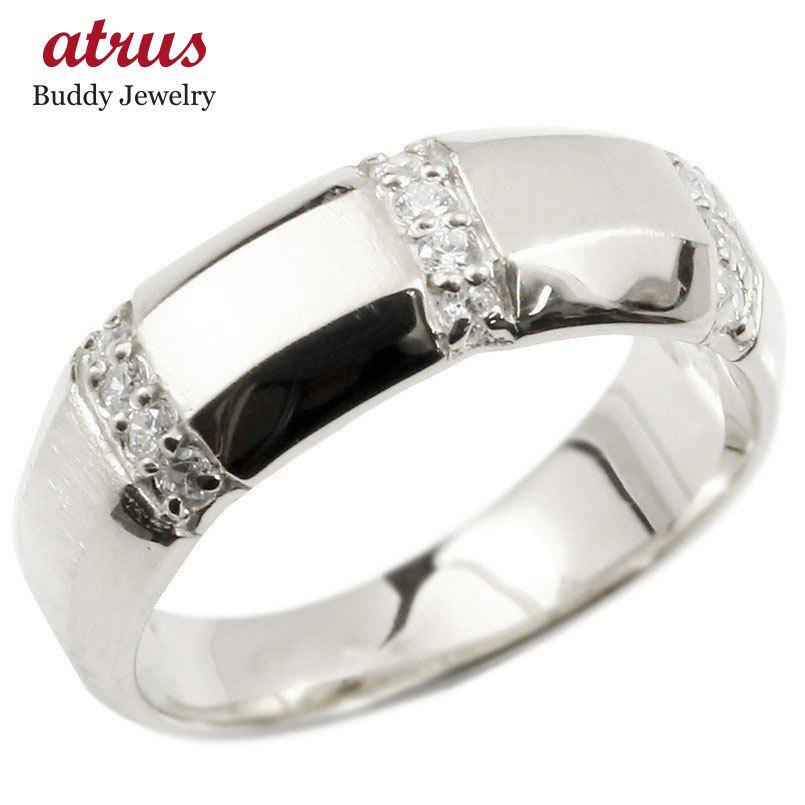 婚約指輪 リング ホワイトゴールドk18 キュービックジルコニア エンゲージリング 指輪 幅広 サテン仕上げ ピンキーリング 18金 送料無料 セール SALE