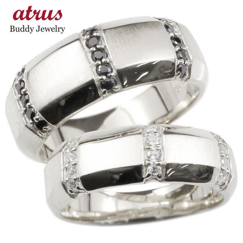 ペアリング ペア 結婚指輪 シルバー925 ダイヤモンド ブラックダイヤモンド 指輪 幅広 つや消し sv925 ダイヤ リング カップル 送料無料 セール SALE