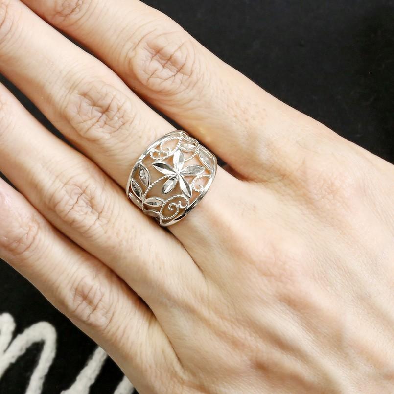 婚約指輪 プラチナリング エンゲージリング 地金 幅広 透かし ミル打ち 花 ボタニカル 指輪 ピンキーリング pt900 レディース 送料無料 セール saleの画像