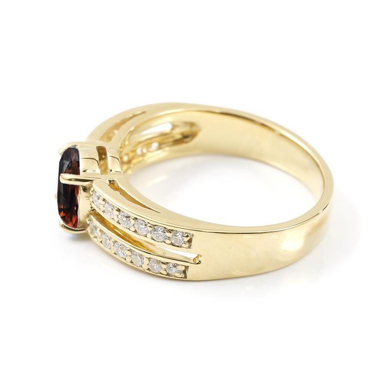 リング ダイヤモンド ガーネット イエローゴールドk18 婚約指輪 ダイヤ ピンキーリング指輪 幅広 エンゲージリング 18金 レディース 送料無料 セール SALE ヨンドシー ネックレス K18イエローゴールド 4℃
