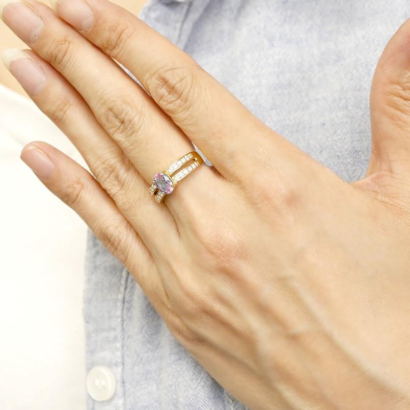 公式ショップから探す リング ダイヤモンド ピンクトルマリン イエローゴールドk10 婚約指輪 ダイヤ ピンキーリング指輪 幅広 エンゲージリング 10金 送料無料 ホワイトデー 2024