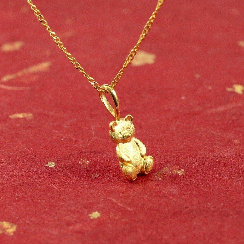 純金 ネックレス トップ 24金 レディース テディベア クマ ゴールド 24K ペンダントトップ ゴールド k24 くま 熊 送料無料 人気 セール saleの画像