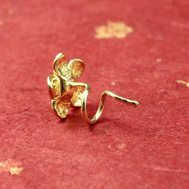 24金 ピアス k24純金 片耳ピアス キャッチのいらないピアス プルメリア イエローゴールドk18 18k 18金 キャッチナッシャー あすつく 送料無料 セール saleの画像