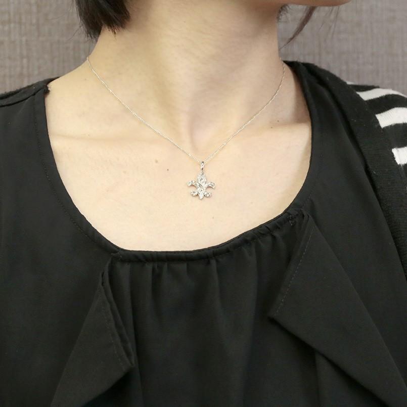 ハワイアンジュエリー ネックレス トップ シルバー925 ユリの紋章 マイレ スクロール ペンダント sv925 チェーン フルール・ド・リス 送料無料 セール saleの画像