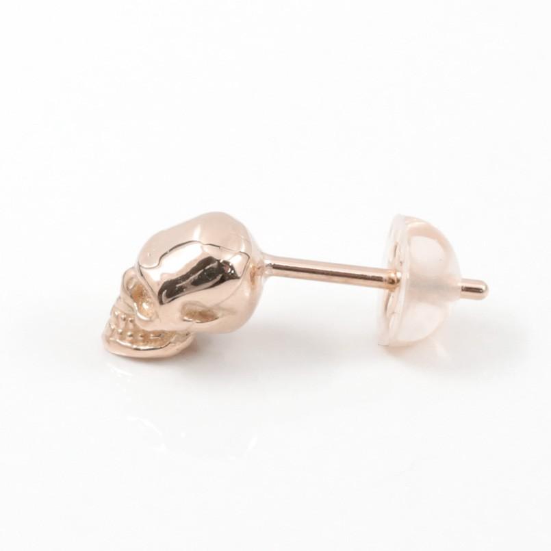 ピアス メンズ 片耳 ピンクゴールドk18 18k ドクロ スカル スタッドピアス ファーストピアス 18金 地金 シンプル 髑髏 男性用 送料無料 人気 セール saleの画像