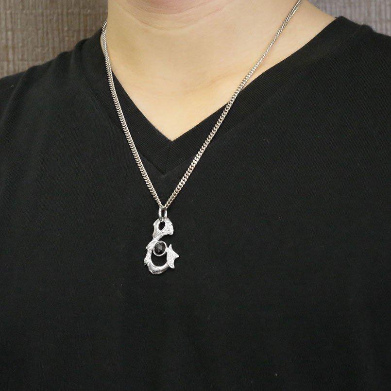 シルバー ネックレス 喜平 トップ 釣針 ブラックダイヤモンド 2ct ダイヤ 大ぶり フィッシュフック sv925 ペンダントトップ 人気 男女兼用 送料無料 セール saleの画像