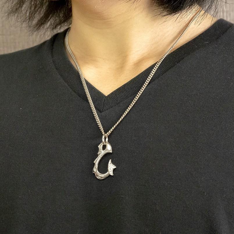 シルバー ネックレス 喜平 トップ 釣針 メンズ ダイヤモンド 大ぶり sv925 フィッシュフック ペンダントトップ お守り 人気 おしゃれ 送料無料 セール saleの画像