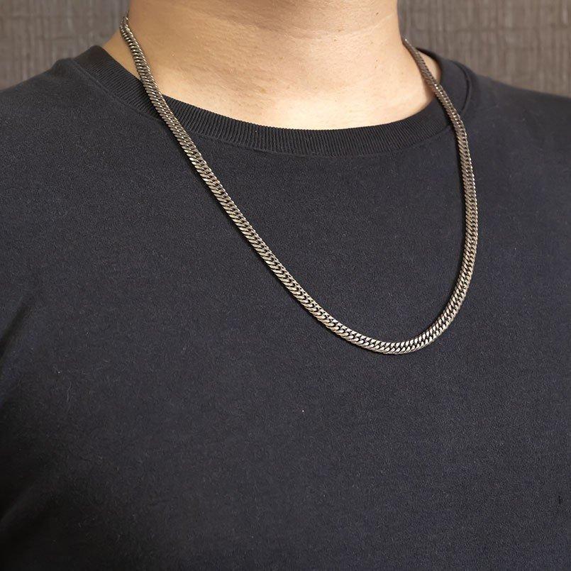 ネックレス 喜平 メンズ 6面ダブル チェーンのみ 60cm チタン アレルギーフリー 幅5.6mm 幅広 地金 キヘイ 男性用 送料無料 ネコポス発送 人気 SALE