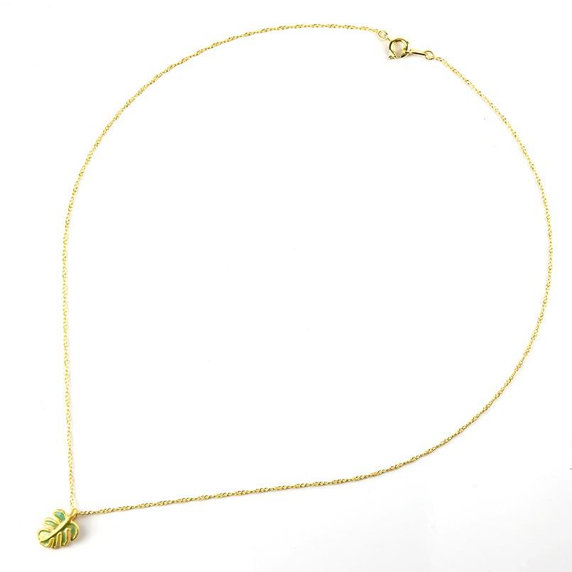 純金 ネックレス 24金 ハワイアンジュエリー シンプル 24k エポキシ樹脂 モンステラ ペンダントトップ k24 女性 シンプル リーフ 葉 送料無料 セール saleの画像