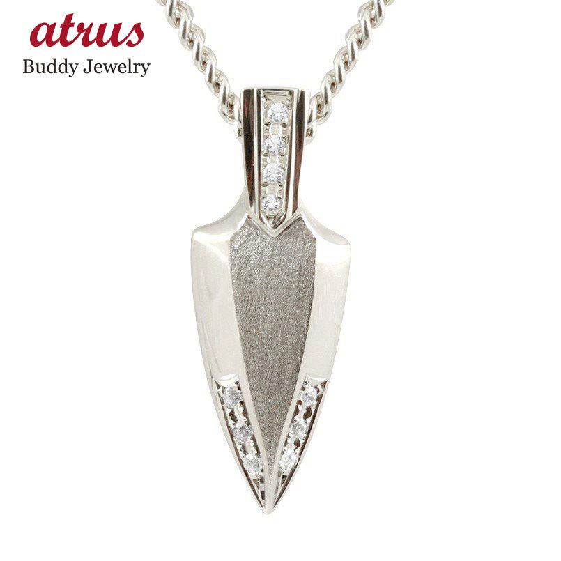 ネックレス トップ メンズ 喜平 キュービックジルコニア ホワイトゴールドk10 やじり アローヘッド 10金 キヘイチェーン つや消し 矢じり 送料無料 人気