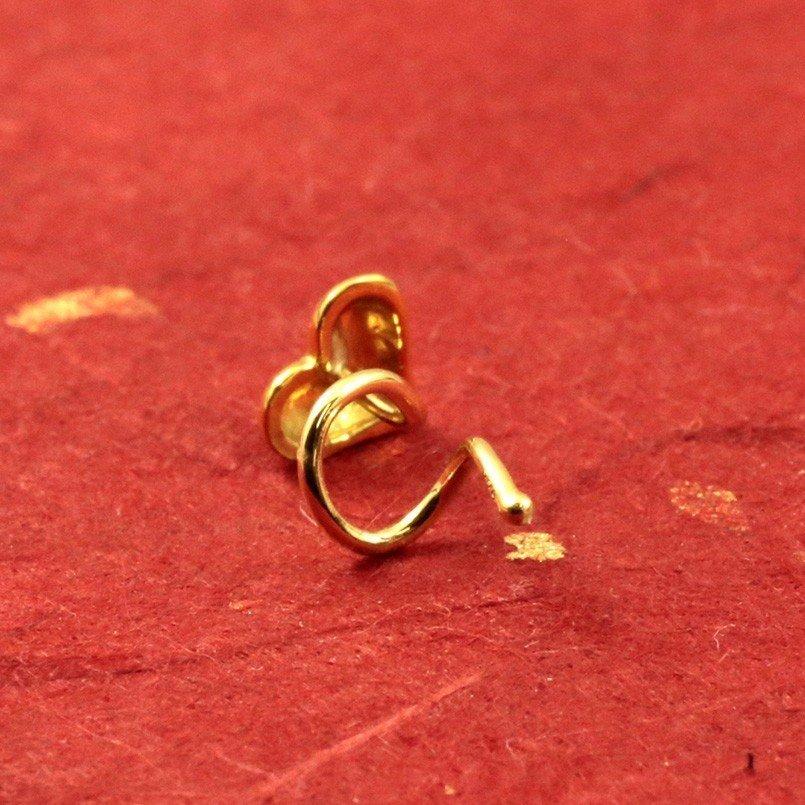 24金 ピアス レディース ハート 18金 片耳ピアス 純金 キャッチのいらないピアス キャッチナッシャー スパイラルピアス あすつく 送料無料 セール saleの画像
