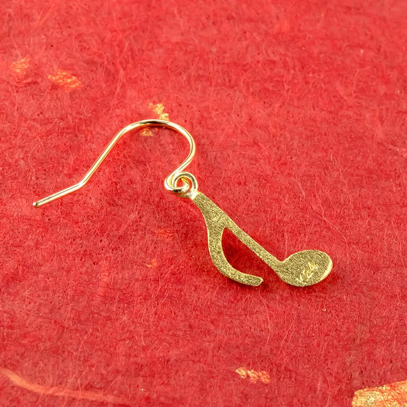ジュエリー工房アトラス 純金 片耳ピアス 24金 8分音符 フックピアス 