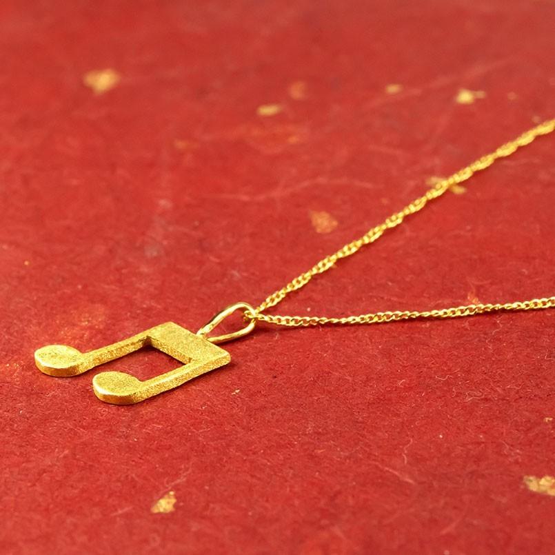 純金 ネックレス 24金 トップ レディース 金 8分音符 ゴールド 24K 音符 ペンダントトップ k24 音楽 女性 シンプル 送料無料 セール saleの画像
