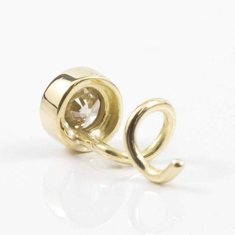メンズ ピアス キャッチのいらないピアス 片耳 ブラウンダイヤモンド イエローゴールドk18 18k 18金 一粒 ダイヤ 送料無料 セール saleの画像
