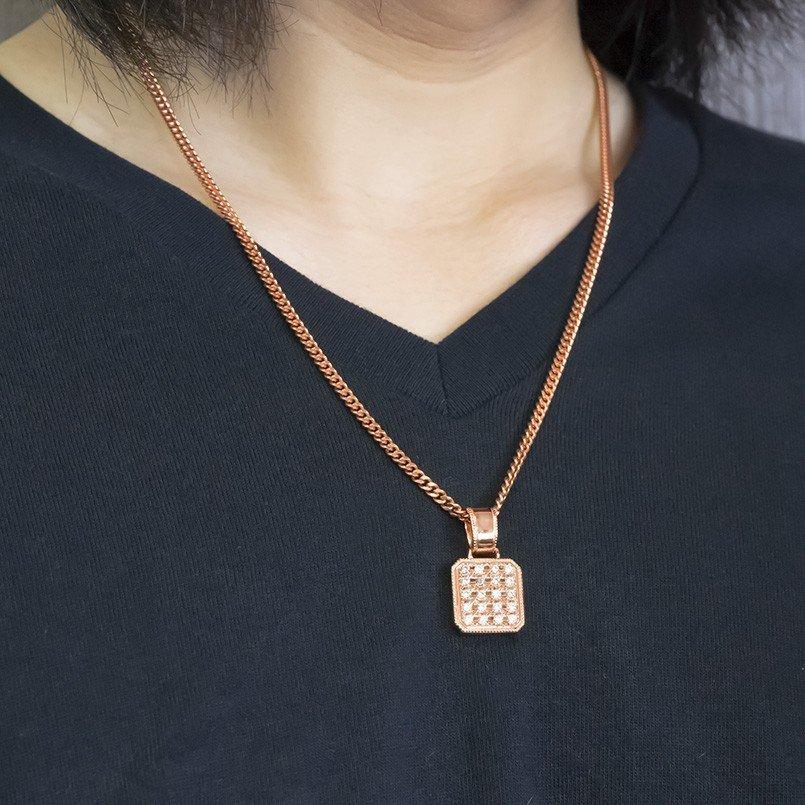 ネックレス トップ メンズ 喜平用 キュービックジルコニア ピンクゴールドK10 ペンダント キヘイ 10金 男性用 シンプル ミル打ち 送料無料 人気 セール saleの画像