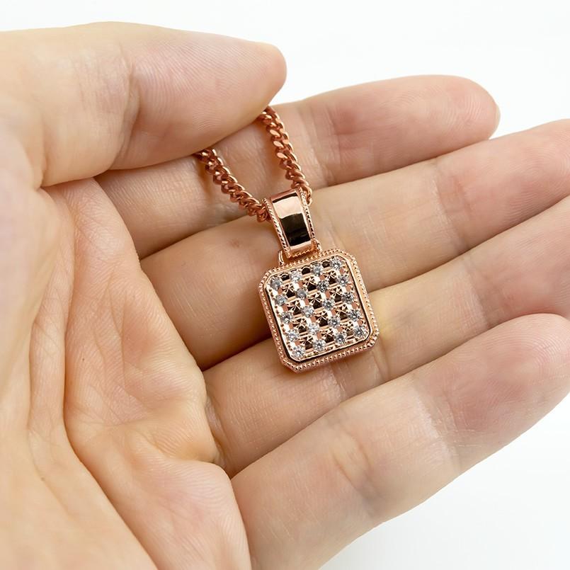 ネックレス トップ メンズ 喜平用 ダイヤモンド ピンクゴールドK10 ペンダント キヘイ 10金 ダイヤ 0.5ct 男性用 シンプル ミル打ち 送料無料 セール saleの画像