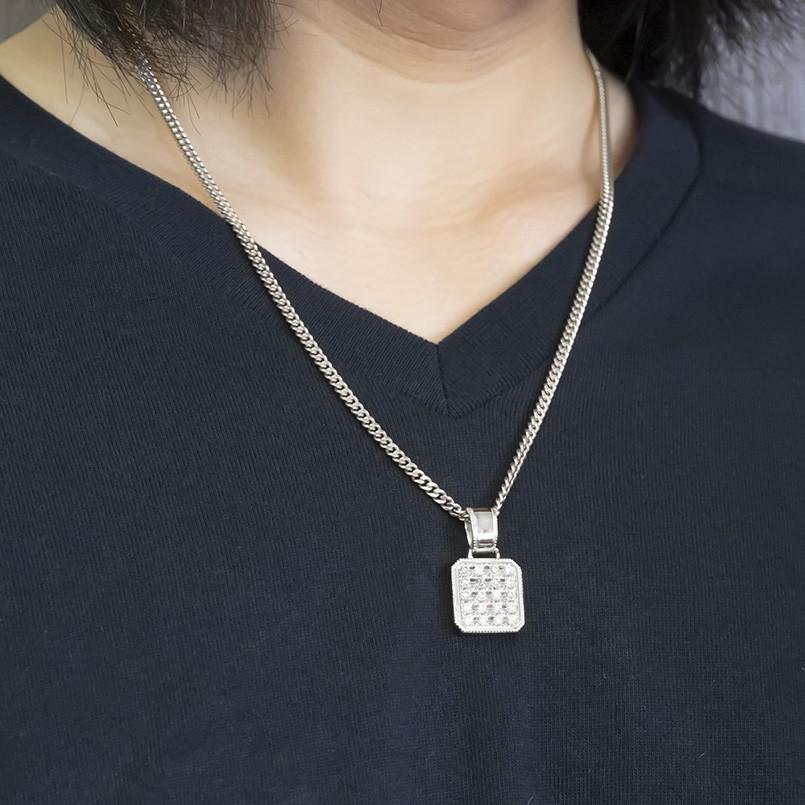 ネックレス トップ メンズ 喜平 ダイヤモンド ホワイトゴールドK10 ペンダント キヘイ 10金 ダイヤ 0.5ct 男性 シンプル ミル打ち 送料無料 セール saleの画像