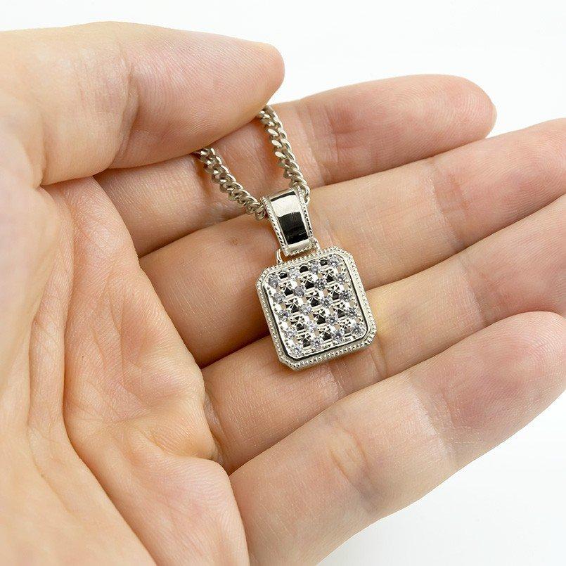 ネックレス トップ メンズ 喜平 ダイヤモンド ホワイトゴールドK10 ペンダント キヘイ 10金 ダイヤ 0.5ct 男性 シンプル ミル打ち 送料無料 セール saleの画像