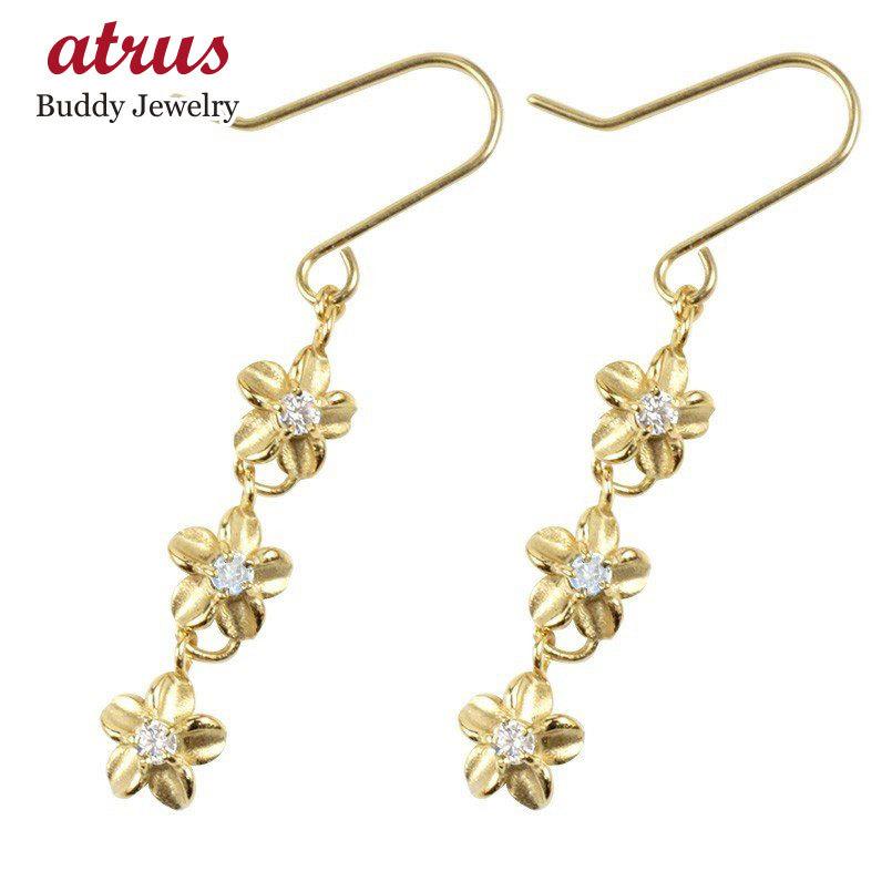 ポイント10倍 ハワイアンジュエリー ピアス ブルームーンストーン ダイヤモンド イエローゴールドk18 プルメリア フックピアス ロングピアス 18金 花 6月誕生石 新品 Www World Of Heating De