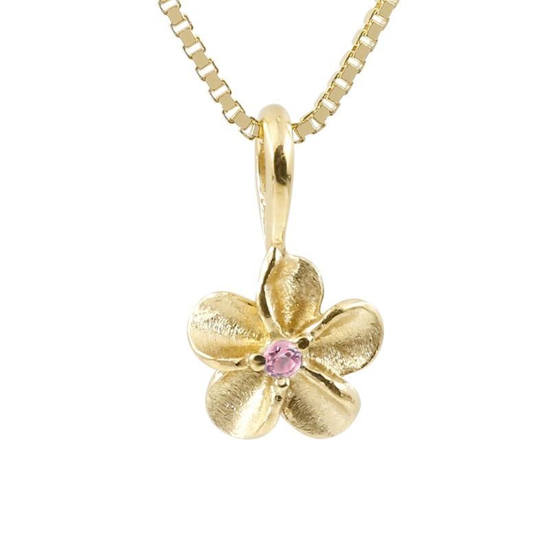 代引不可 ハワイアンジュエリー メンズ ネックレス トップ ピンクトルマリン イエローゴールドk18 プルメリア チェーン ペンダント 18金 花 フラワー 10月誕生石 送料無料 人気no 1 本体 Www Ladislexia Net