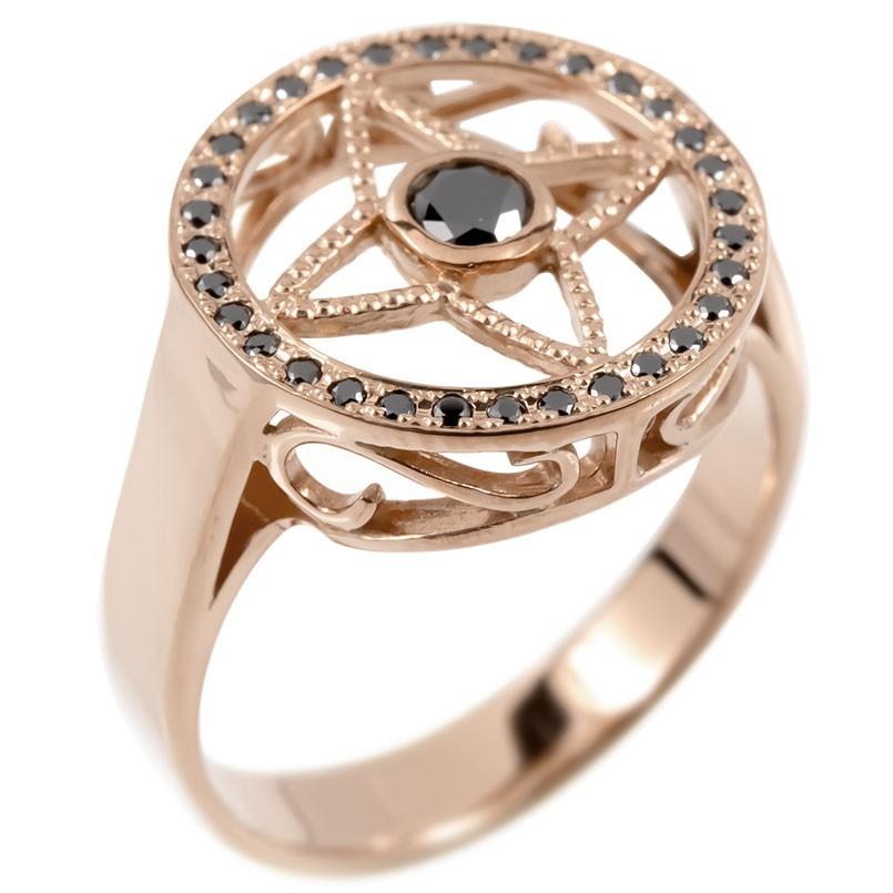 仕入れ値 メンズ リング ブラックキュービックジルコニア ピンクゴールドk10 四芒星 指輪 10金 ピンキーリング リング 男性 コントラッド 東京 送料無料 クリスマス 人気 直販ファッション Superavila Com