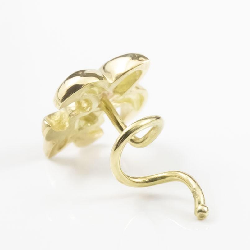 ピアス 18金 メンズ キャッチのいらないピアス イエローゴールドk18 18k ユリの紋章 シンプル キャッチナッシャー フルール・ド・リス 百合 送料無料 saleの画像