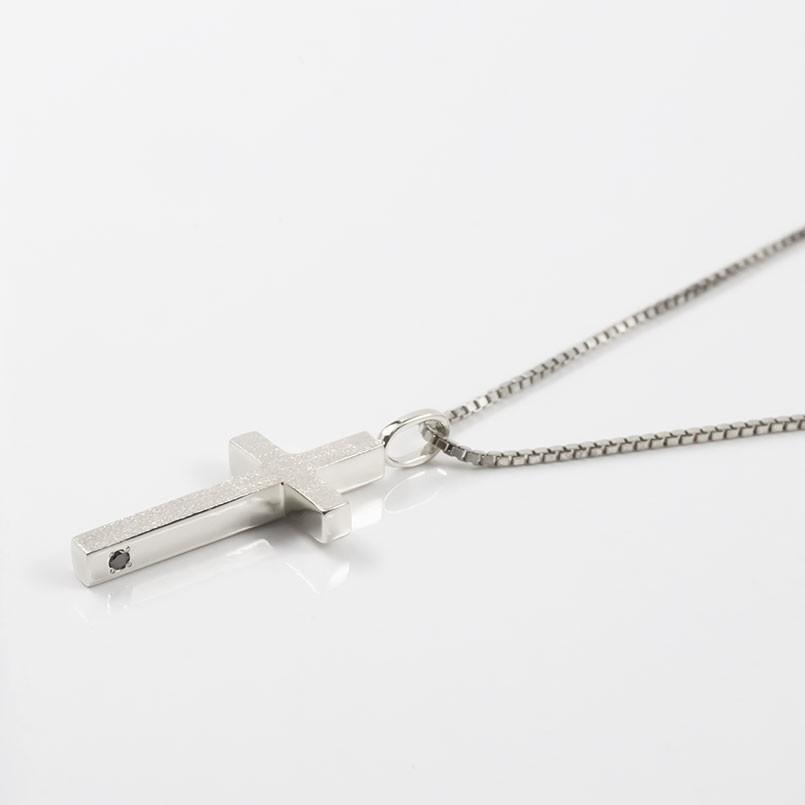 ネックレス トップ メンズ ブラックダイヤモンド シルバー925 クロス ペンダント sv925 ブラックダイヤ 一粒 十字架 男性 シンプル 送料無料 セール saleの画像