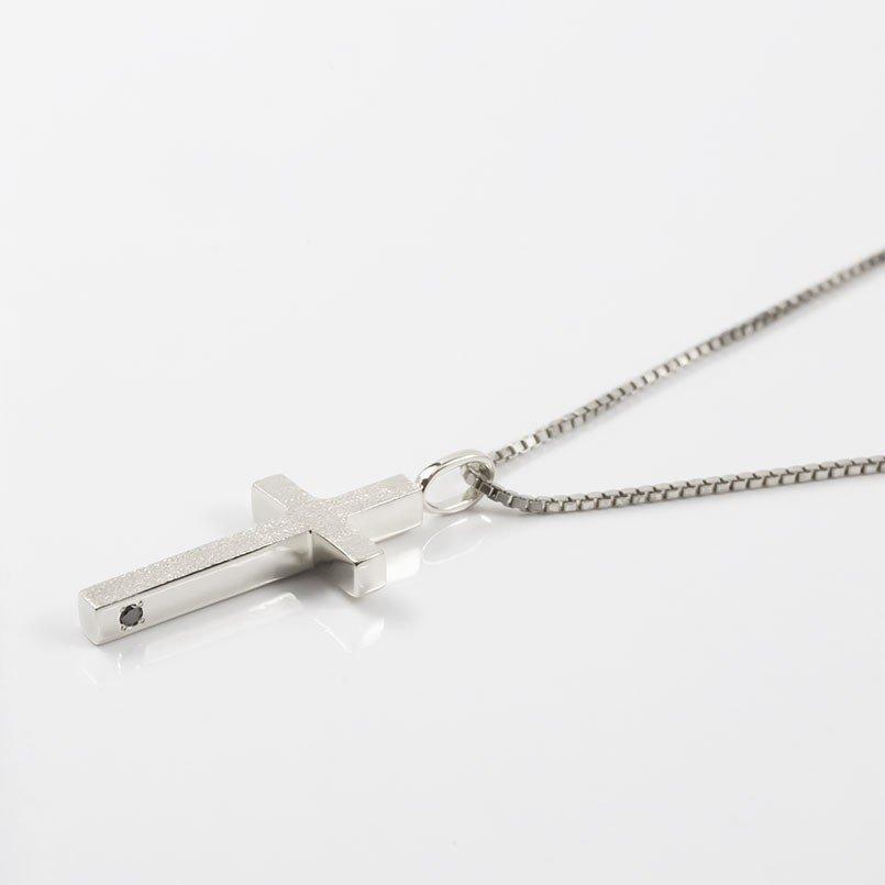 ネックレス トップ メンズ ブラックダイヤモンド シルバー925 クロス ペンダント sv925 ブラックダイヤ 一粒 十字架 男性 シンプル 送料無料 セール saleの画像