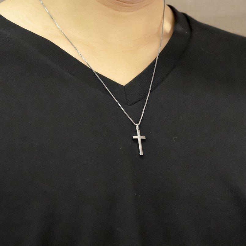 ネックレス トップ メンズ ブラックダイヤモンド シルバー925 クロス ペンダント sv925 ブラックダイヤ 一粒 十字架 男性 シンプル 送料無料 セール saleの画像