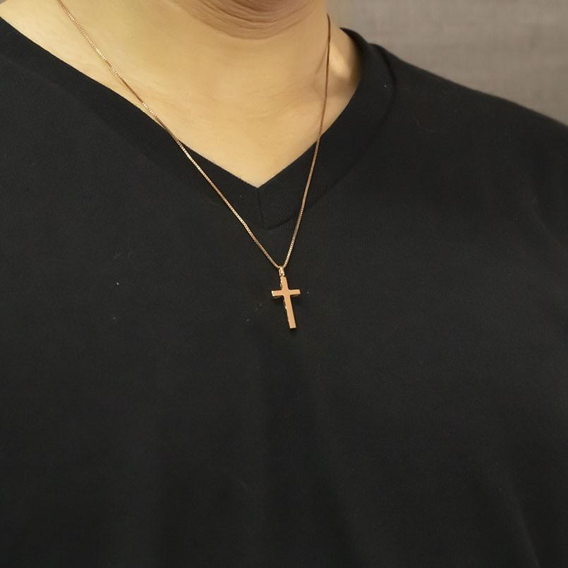 お買い得！ ハワイアンジュエリー ネックレス トップ メンズ ピンクゴールドk18 クロス ペンダント 18金 十字架 スクロール マイレ 男性 シンプル 送料無料 セール SALE 【BCD7831173505】(27370円)