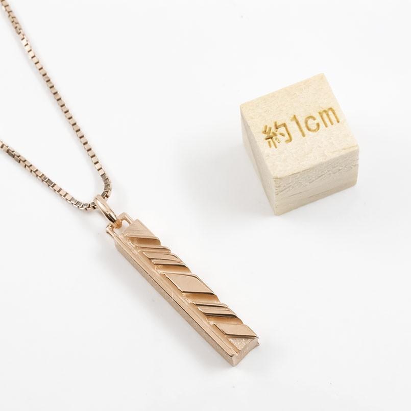 ネックレス メンズ ピンクゴールドk18 バーネックレス I LOVE YOU 側面 メッセージ ペンダントトップ 18金 プレゼント 男性 スティック 送料無料 人気 saleの画像