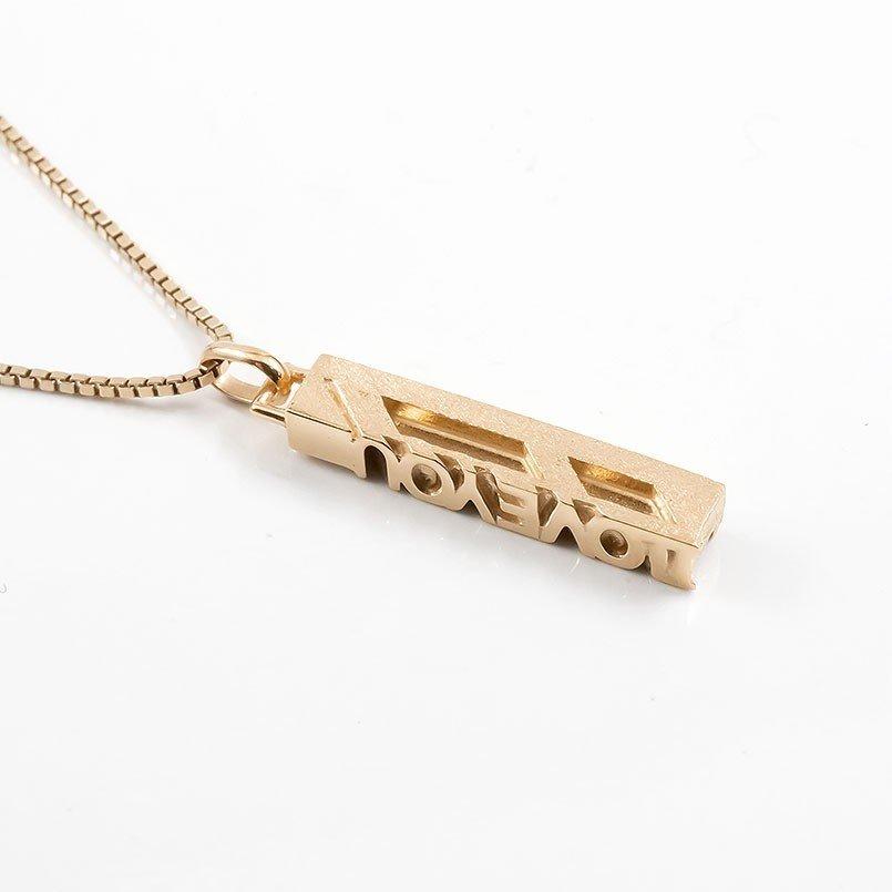 ネックレス トップ メンズ ピンクゴールドk10 バーネックレス トップ I LOVE YOU 側面 メッセージ ペンダント 10金 男性 スティック 送料無料 セール saleの画像