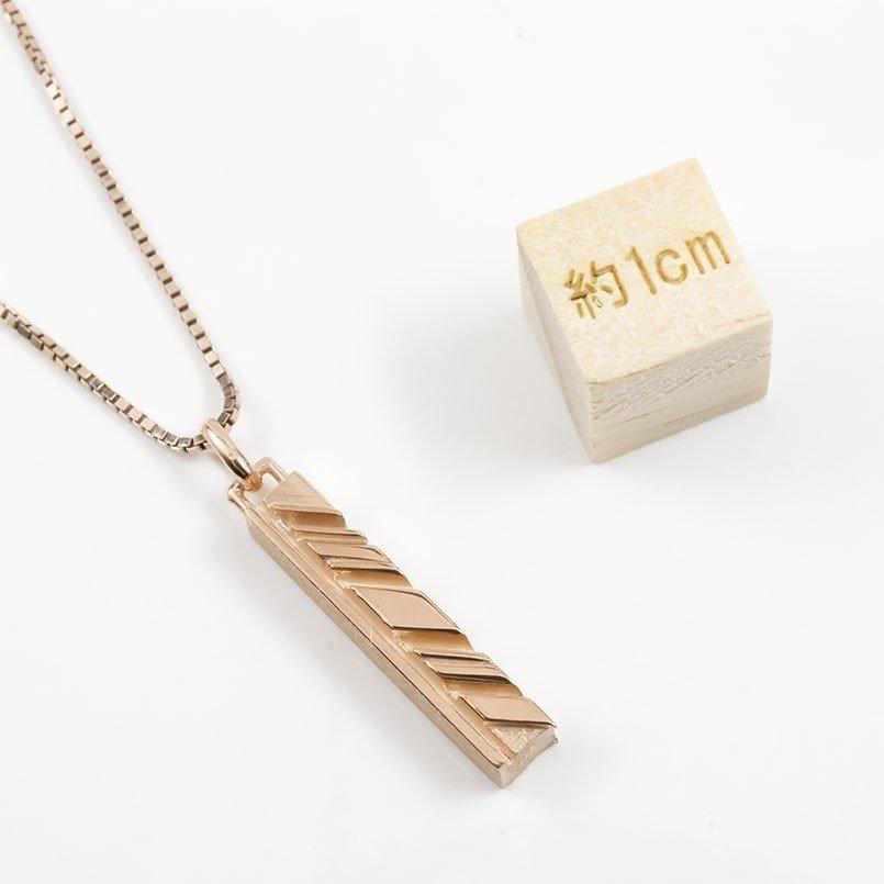 ネックレス トップ メンズ ピンクゴールドk10 バーネックレス トップ I LOVE YOU 側面 メッセージ ペンダント 10金 男性 スティック 送料無料 セール saleの画像