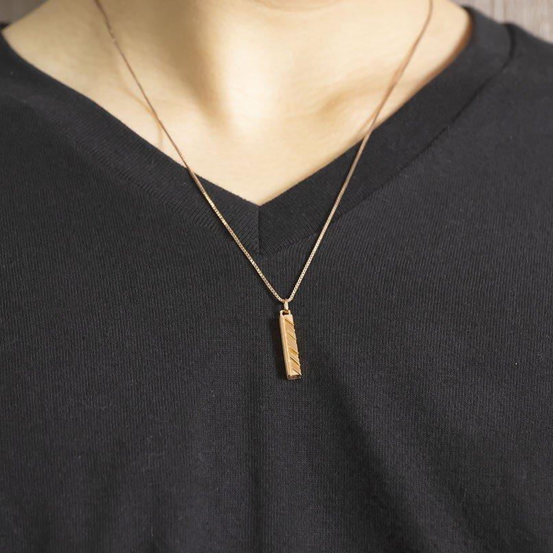 ネックレス トップ メンズ ピンクゴールドk10 バーネックレス トップ I LOVE YOU 側面 メッセージ ペンダント 10金 男性 スティック 送料無料 セール saleの画像