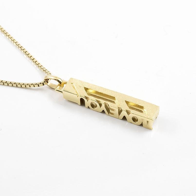 ネックレス メンズ イエローゴールドk10 バーネックレス I LOVE YOU 側面 メッセージ ペンダントトップ 10金 プレゼント 男性 スティック 送料無料 saleの画像